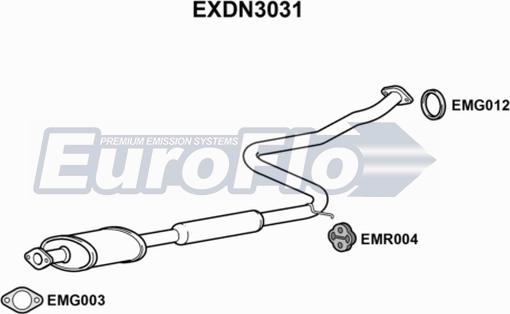 EuroFlo EXDN3031 - Средний глушитель выхлопных газов autospares.lv