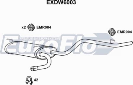 EuroFlo EXDW6003 - Глушитель выхлопных газов, конечный autospares.lv