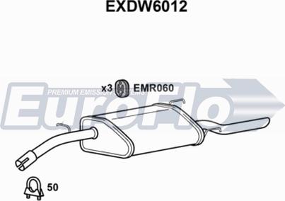 EuroFlo EXDW6012 - Глушитель выхлопных газов, конечный autospares.lv
