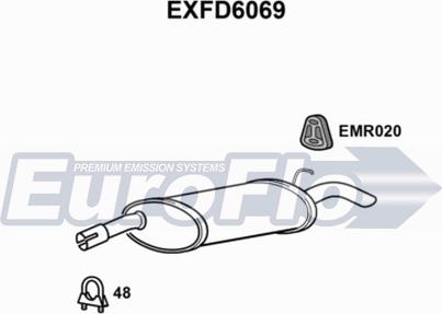 EuroFlo EXFD6069 - Глушитель выхлопных газов, конечный autospares.lv