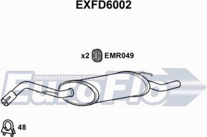 EuroFlo EXFD6002 - Глушитель выхлопных газов, конечный autospares.lv