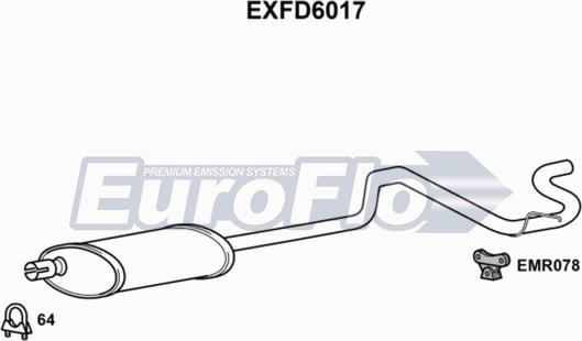 EuroFlo EXFD6017 - Глушитель выхлопных газов, конечный autospares.lv