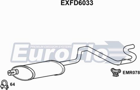 EuroFlo EXFD6033 - Глушитель выхлопных газов, конечный autospares.lv