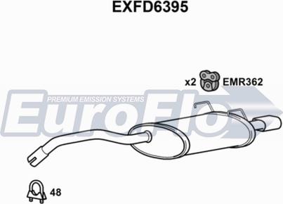 EuroFlo EXFD6395 - Глушитель выхлопных газов, конечный autospares.lv