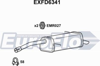 EuroFlo EXFD6341 - Глушитель выхлопных газов, конечный autospares.lv