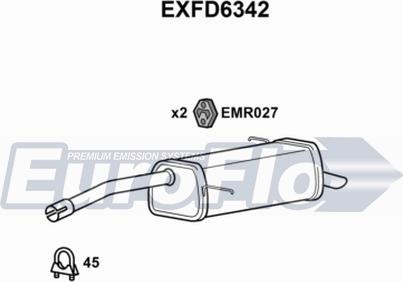 EuroFlo EXFD6342 - Глушитель выхлопных газов, конечный autospares.lv