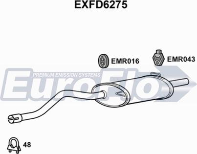 EuroFlo EXFD6275 - Глушитель выхлопных газов, конечный autospares.lv