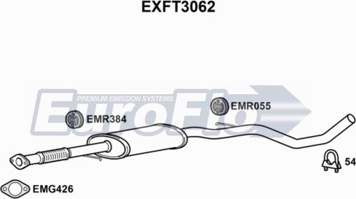 EuroFlo EXFT3062 - Средний глушитель выхлопных газов autospares.lv