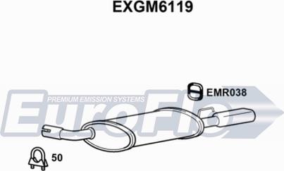 EuroFlo EXGM6119 - Глушитель выхлопных газов, конечный autospares.lv