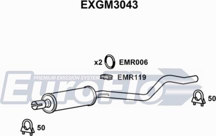 EuroFlo EXGM3043 - Средний глушитель выхлопных газов autospares.lv