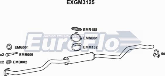 EuroFlo EXGM3125 - Средний глушитель выхлопных газов autospares.lv