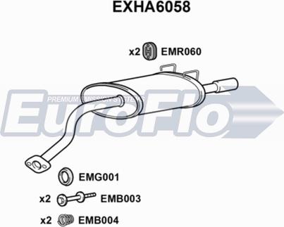 EuroFlo EXHA6058 - Глушитель выхлопных газов, конечный autospares.lv