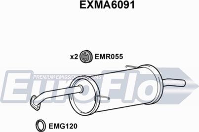 EuroFlo EXMA6091 - Глушитель выхлопных газов, конечный autospares.lv