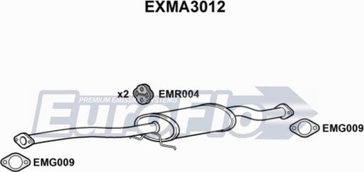 EuroFlo EXMA3012 - Средний глушитель выхлопных газов autospares.lv