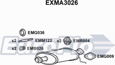 EuroFlo EXMA3026 - Средний глушитель выхлопных газов autospares.lv