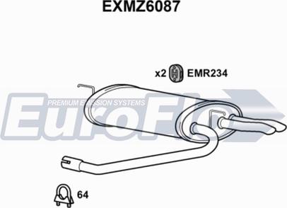 EuroFlo EXMZ6087 - Глушитель выхлопных газов, конечный autospares.lv