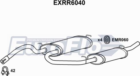 EuroFlo EXRR6040 - Глушитель выхлопных газов, конечный autospares.lv