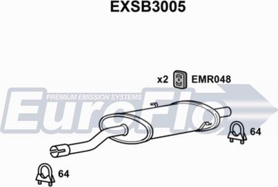 EuroFlo EXSB3005 - Средний глушитель выхлопных газов autospares.lv