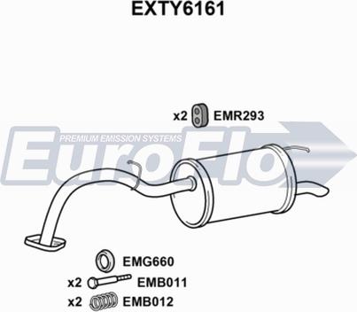 EuroFlo EXTY6161 - Глушитель выхлопных газов, конечный autospares.lv