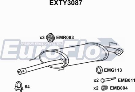 EuroFlo EXTY3087 - Средний глушитель выхлопных газов autospares.lv