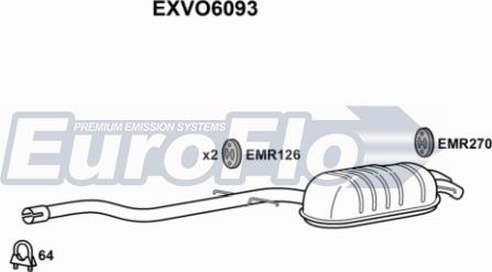 EuroFlo EXVO6093 - Глушитель выхлопных газов, конечный autospares.lv