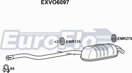 EuroFlo EXVO6097 - Глушитель выхлопных газов, конечный autospares.lv