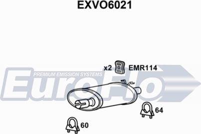 EuroFlo EXVO6021 - Глушитель выхлопных газов, конечный autospares.lv