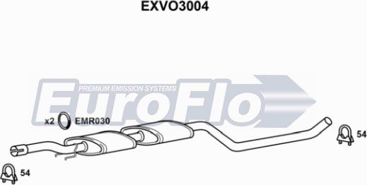 EuroFlo EXVO3004 - Средний глушитель выхлопных газов autospares.lv