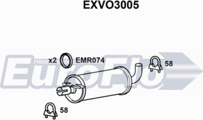 EuroFlo EXVO3005 - Средний глушитель выхлопных газов autospares.lv