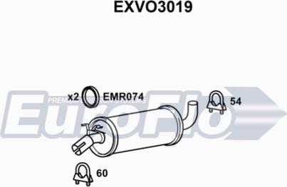 EuroFlo EXVO3019 - Средний глушитель выхлопных газов autospares.lv