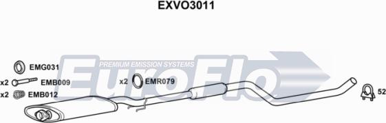 EuroFlo EXVO3011 - Средний глушитель выхлопных газов autospares.lv