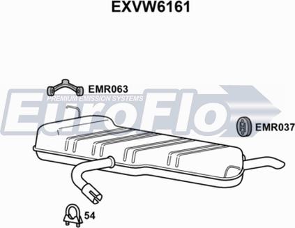 EuroFlo EXVW6161 - Глушитель выхлопных газов, конечный autospares.lv