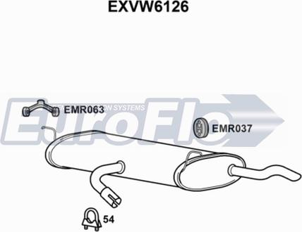 EuroFlo EXVW6126 - Глушитель выхлопных газов, конечный autospares.lv