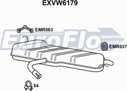 EuroFlo EXVW6179 - Глушитель выхлопных газов, конечный autospares.lv