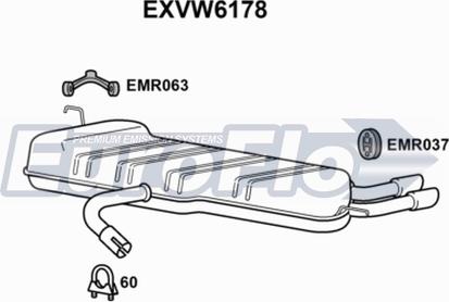 EuroFlo EXVW6178 - Глушитель выхлопных газов, конечный autospares.lv