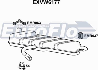 EuroFlo EXVW6177 - Глушитель выхлопных газов, конечный autospares.lv