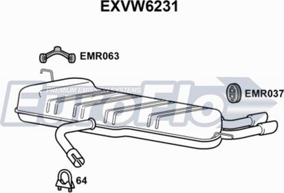 EuroFlo EXVW6231 - Глушитель выхлопных газов, конечный autospares.lv