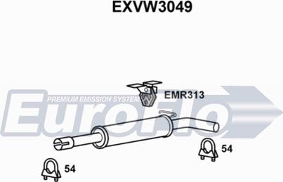 EuroFlo EXVW3049 - Средний глушитель выхлопных газов autospares.lv