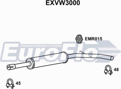 EuroFlo EXVW3000 - Средний глушитель выхлопных газов autospares.lv