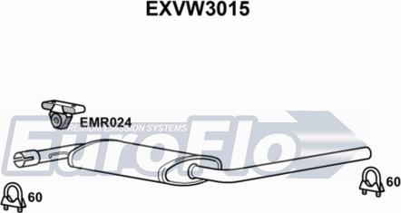 EuroFlo EXVW3015 - Средний глушитель выхлопных газов autospares.lv