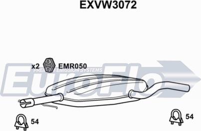 EuroFlo EXVW3072 - Средний глушитель выхлопных газов autospares.lv