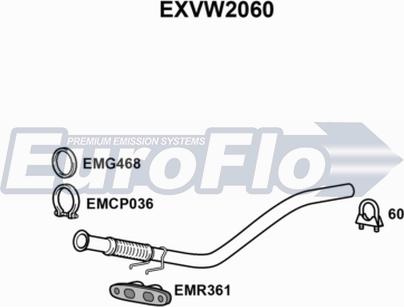 EuroFlo EXVW2060 - Труба выхлопного газа autospares.lv