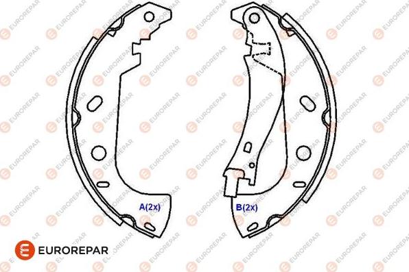 EUROREPAR 1643186080 - Комплект тормозных колодок, барабанные autospares.lv