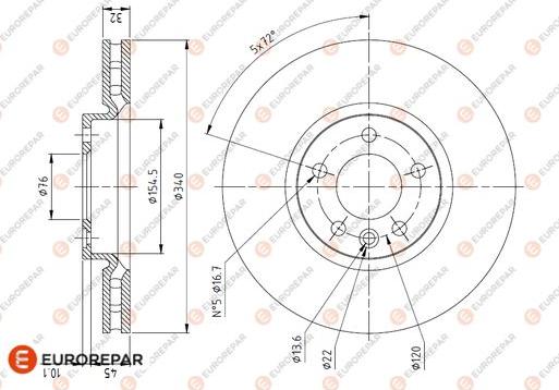 EUROREPAR 1618886680 - Тормозной диск autospares.lv