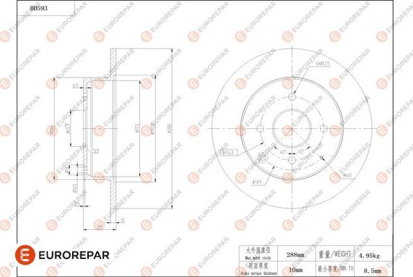 EUROREPAR 1684303580 - Тормозной диск autospares.lv