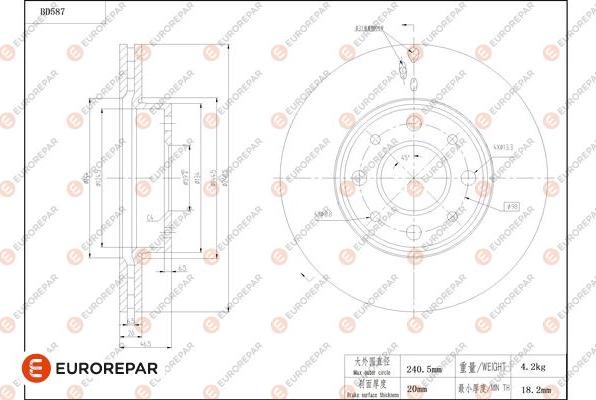 EUROREPAR 1684302980 - Тормозной диск autospares.lv