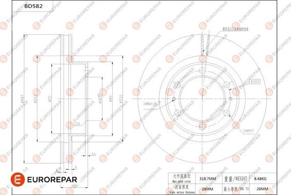 EUROREPAR 1684302480 - Тормозной диск autospares.lv