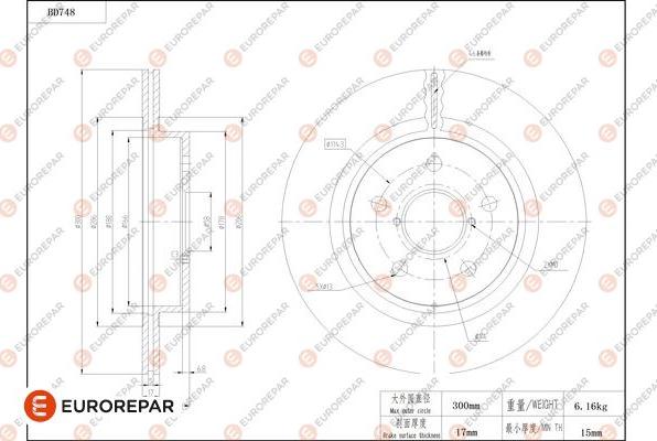 EUROREPAR 1684319080 - Тормозной диск autospares.lv