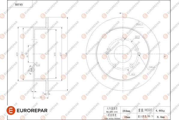 EUROREPAR 1684318780 - Тормозной диск autospares.lv