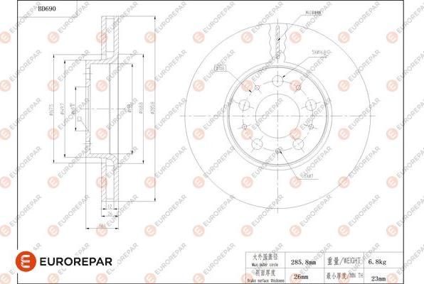 EUROREPAR 1684313280 - Тормозной диск autospares.lv